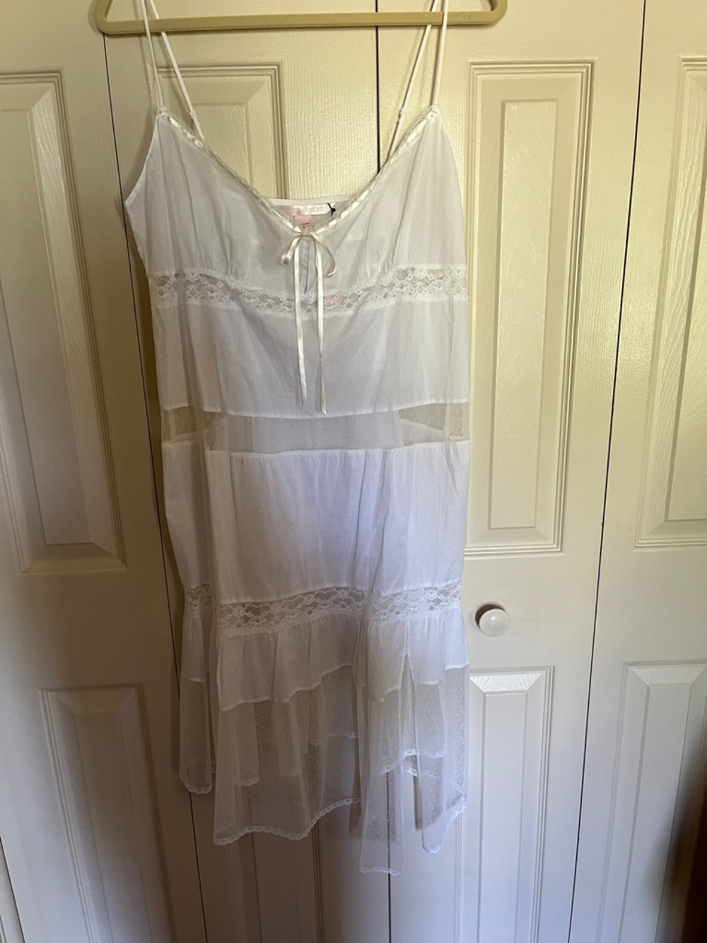 Victoria's Secret White Sheer Lace Slip Dress